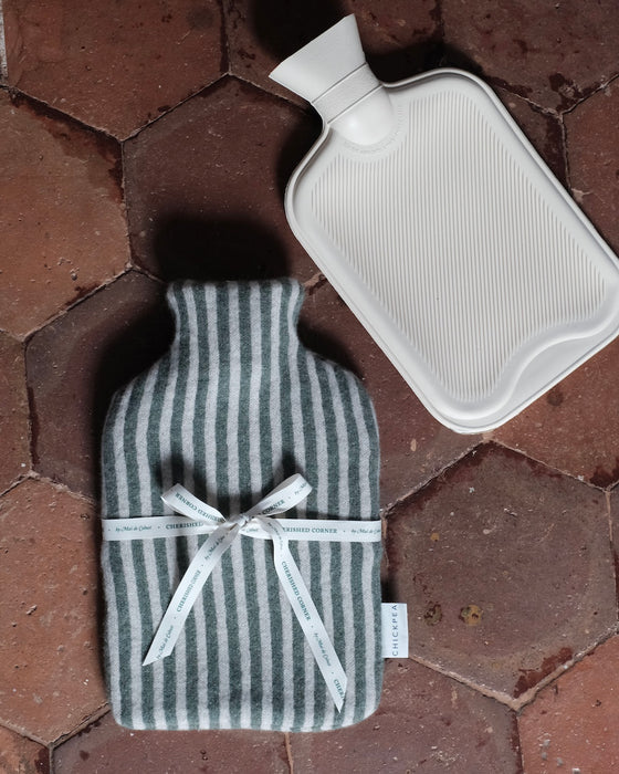 Bouillotte tricot - Rayures *vert
