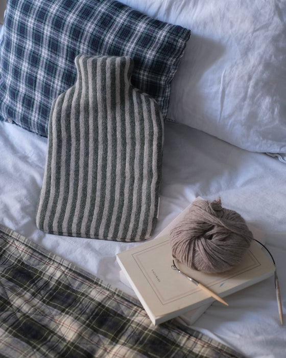 Bouillotte tricot - Rayures *vert