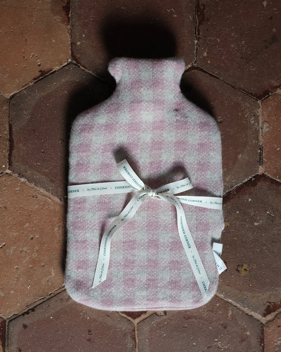 Bouillotte tricot - Vichy rose