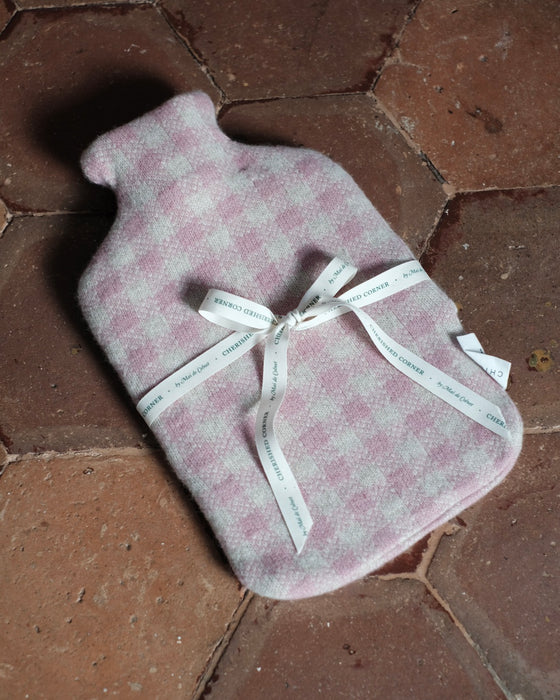 Bouillotte tricot - Vichy rose