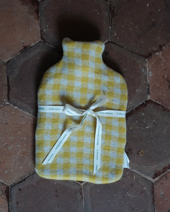 Bouillotte tricot - Vichy jaune
