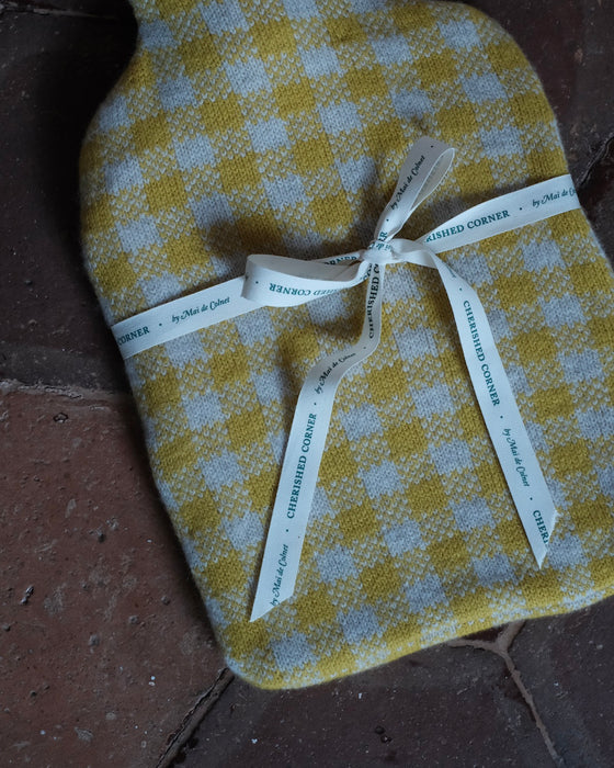 Bouillotte tricot - Vichy jaune