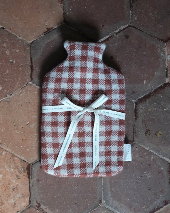 Bouillotte tricot - Vichy rouge