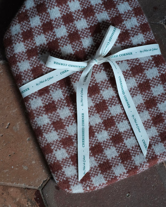 Bouillotte tricot - Vichy rouge