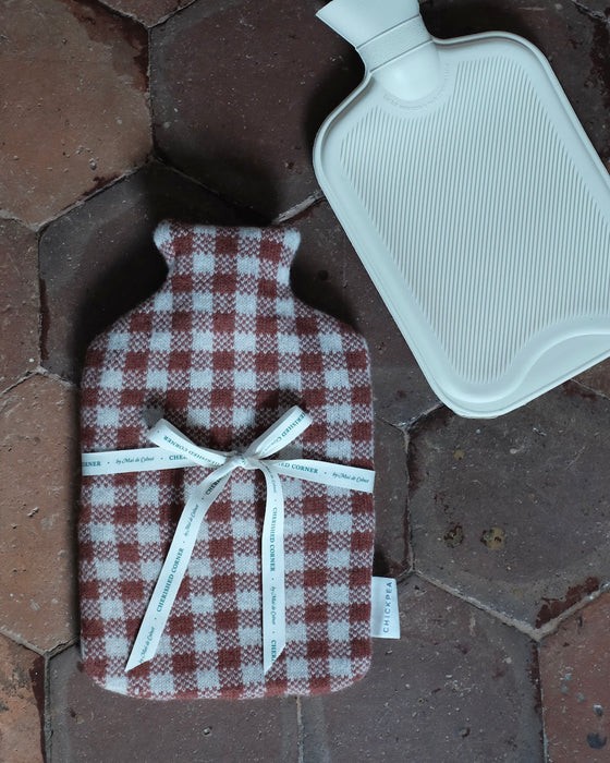 Bouillotte tricot - Vichy rouge