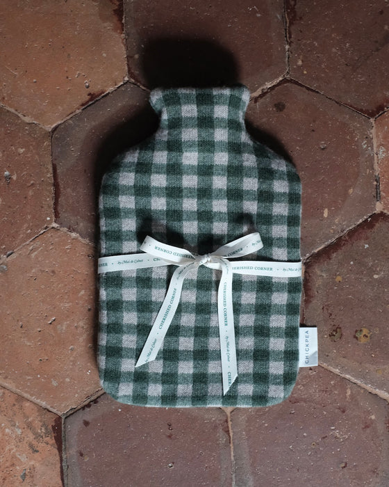 Bouillotte tricot - Vichy vert