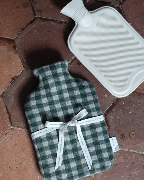 Bouillotte tricot - Vichy vert