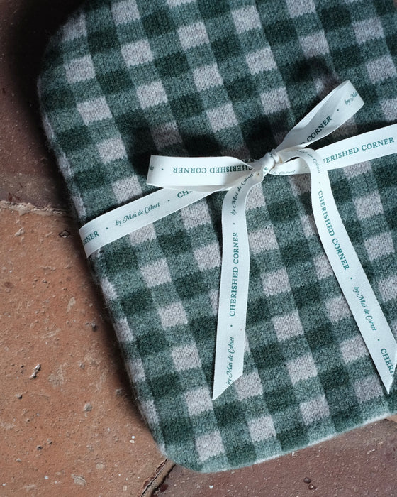 Bouillotte tricot - Vichy vert