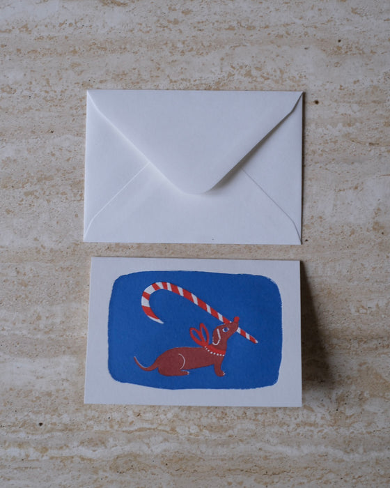 Carte postale Teckel de Noël