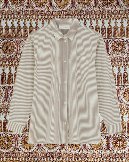 Skall Studio - Edgar Shirt - Light Cream/Burgundy stripes