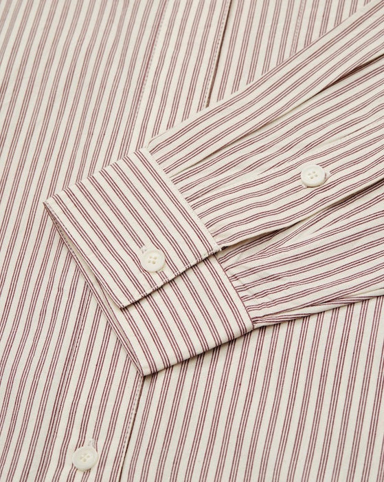 Skall Studio - Edgar Shirt - Light Cream/Burgundy stripes