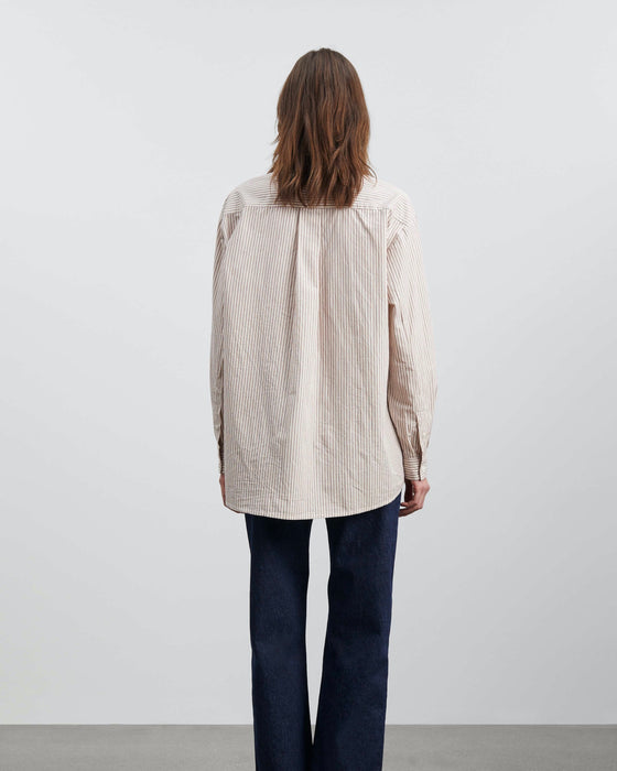Skall Studio - Edgar Shirt - Light Cream/Burgundy stripes