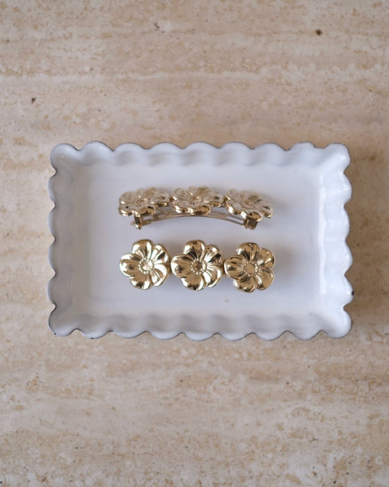 Barrette à cheveux Marceline Paris élégante couleur or rose avec un design de fleurs