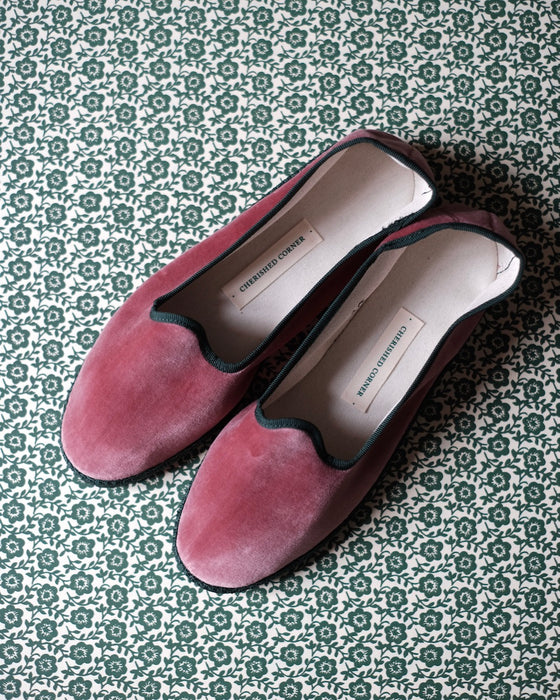 Souliers venitiens Friulane - Rose antique / Vert forêt