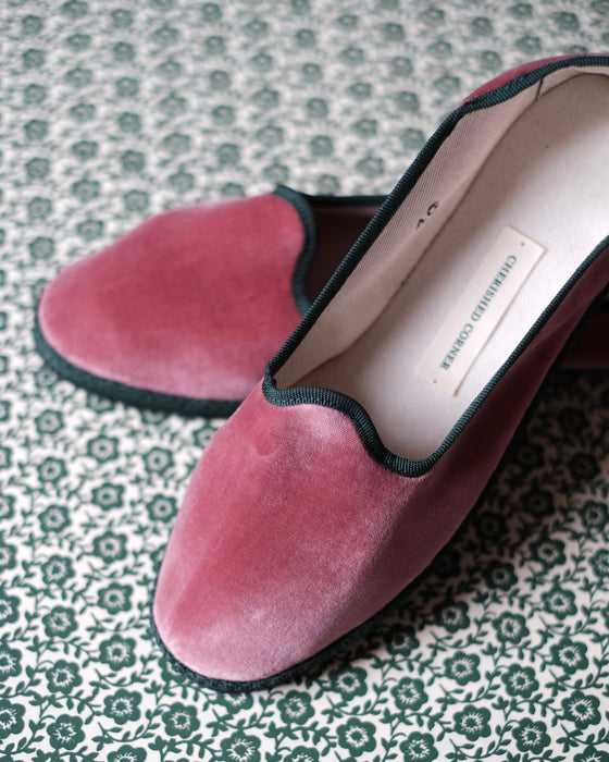 Souliers venitiens Friulane - Rose antique / Vert forêt
