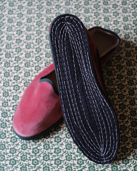 Souliers venitiens Friulane - Rose antique / Vert forêt