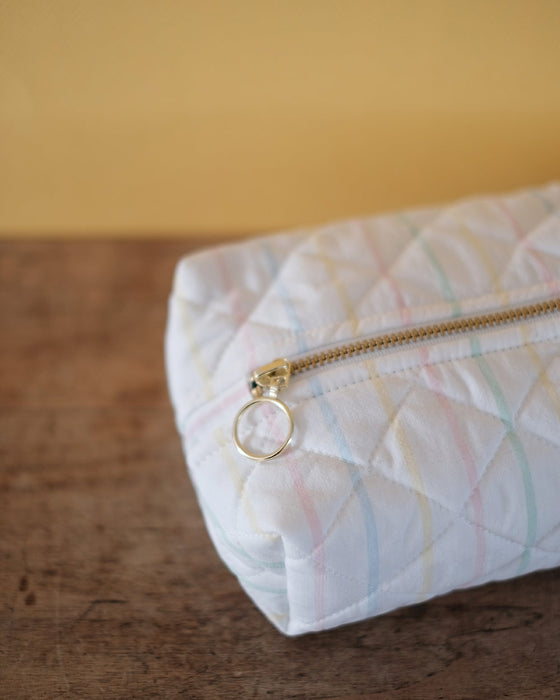 Trousse rayures pastel - moyenne