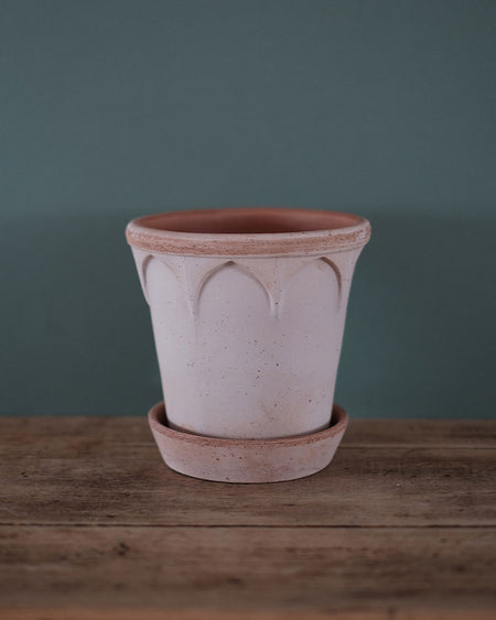 Pot en terre cuite avec un design moderne, conçu pour un style contemporain.